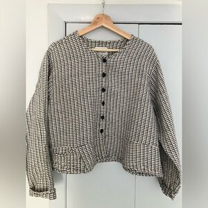 Flax Black and White Checkered Top
